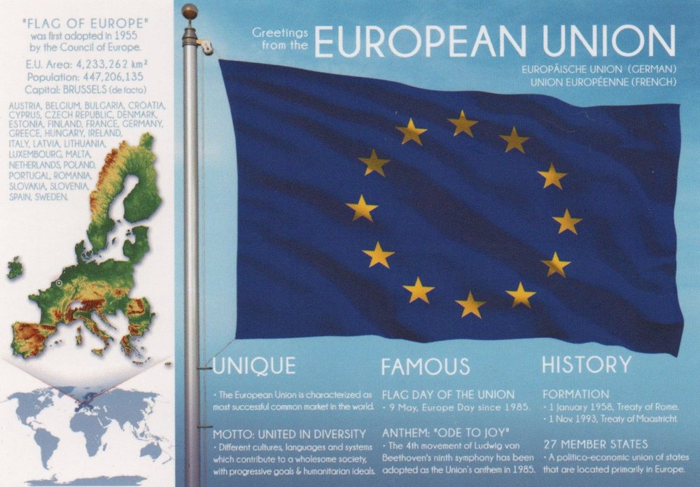 FOTW EU with a special stamp and postmark front