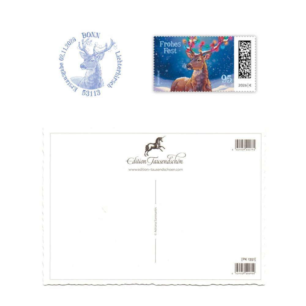 Tausendschön PK 1351 with festive stamp and special back