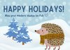 My hedgehog / holiday card design front