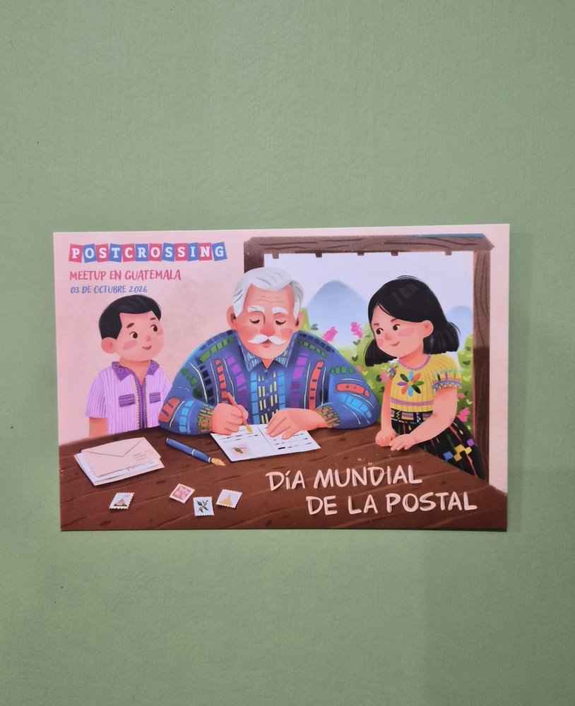 Meetup postcard for World Postcard Day by Postcards.ee front