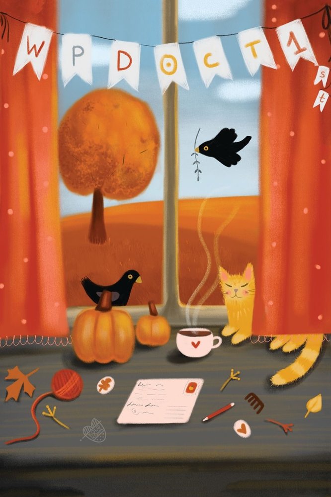 Cat Marluki and World Postcard Day, front
