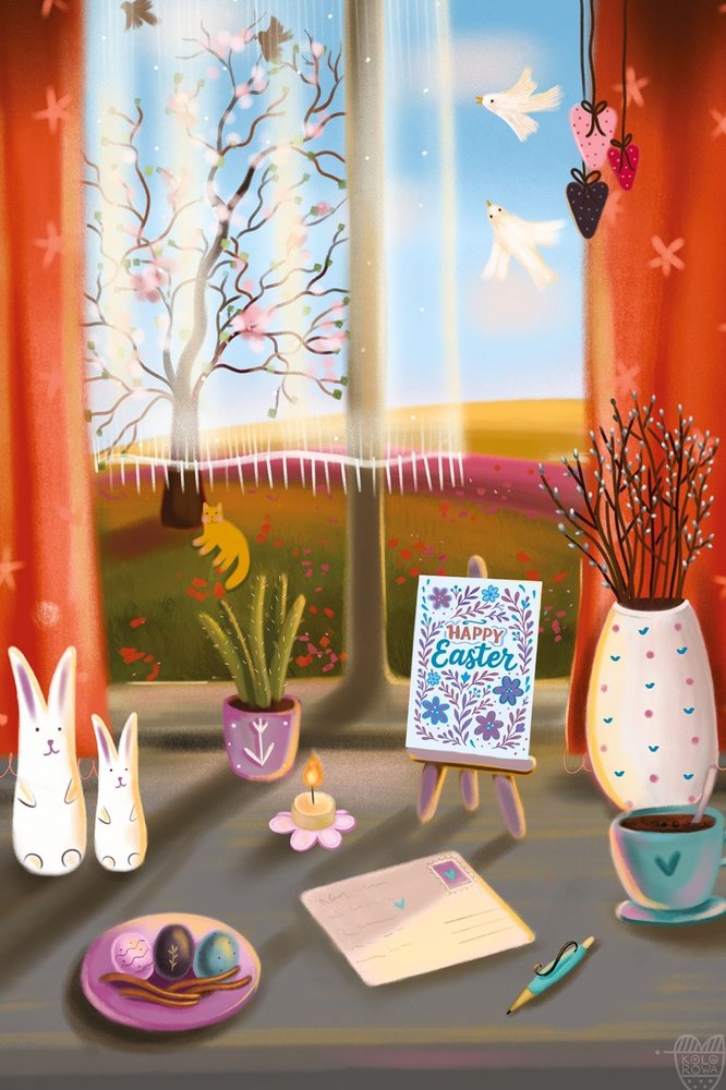 Cat Marluki and Easter, front